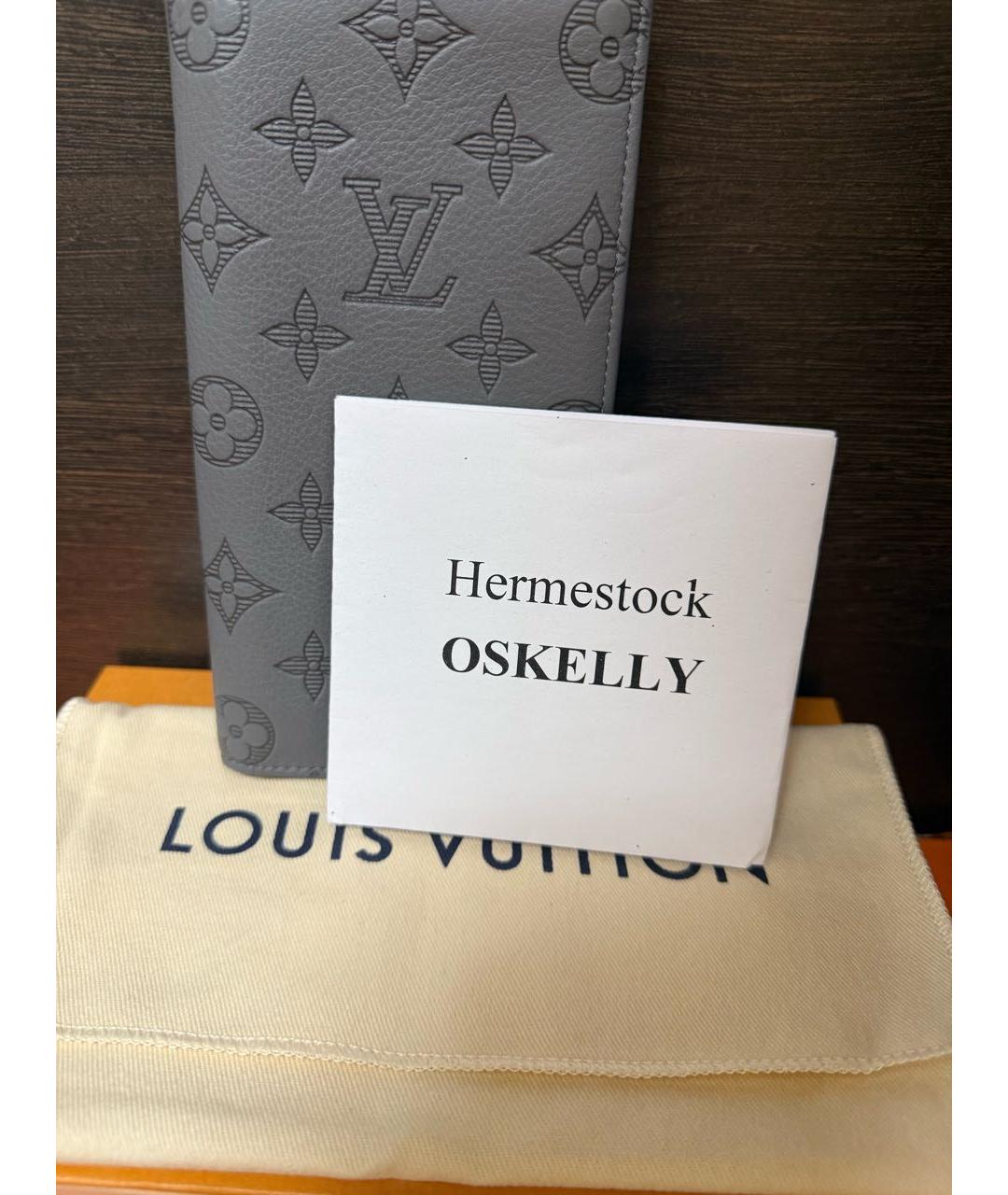 LOUIS VUITTON Серый кожаный кошелек, фото 2