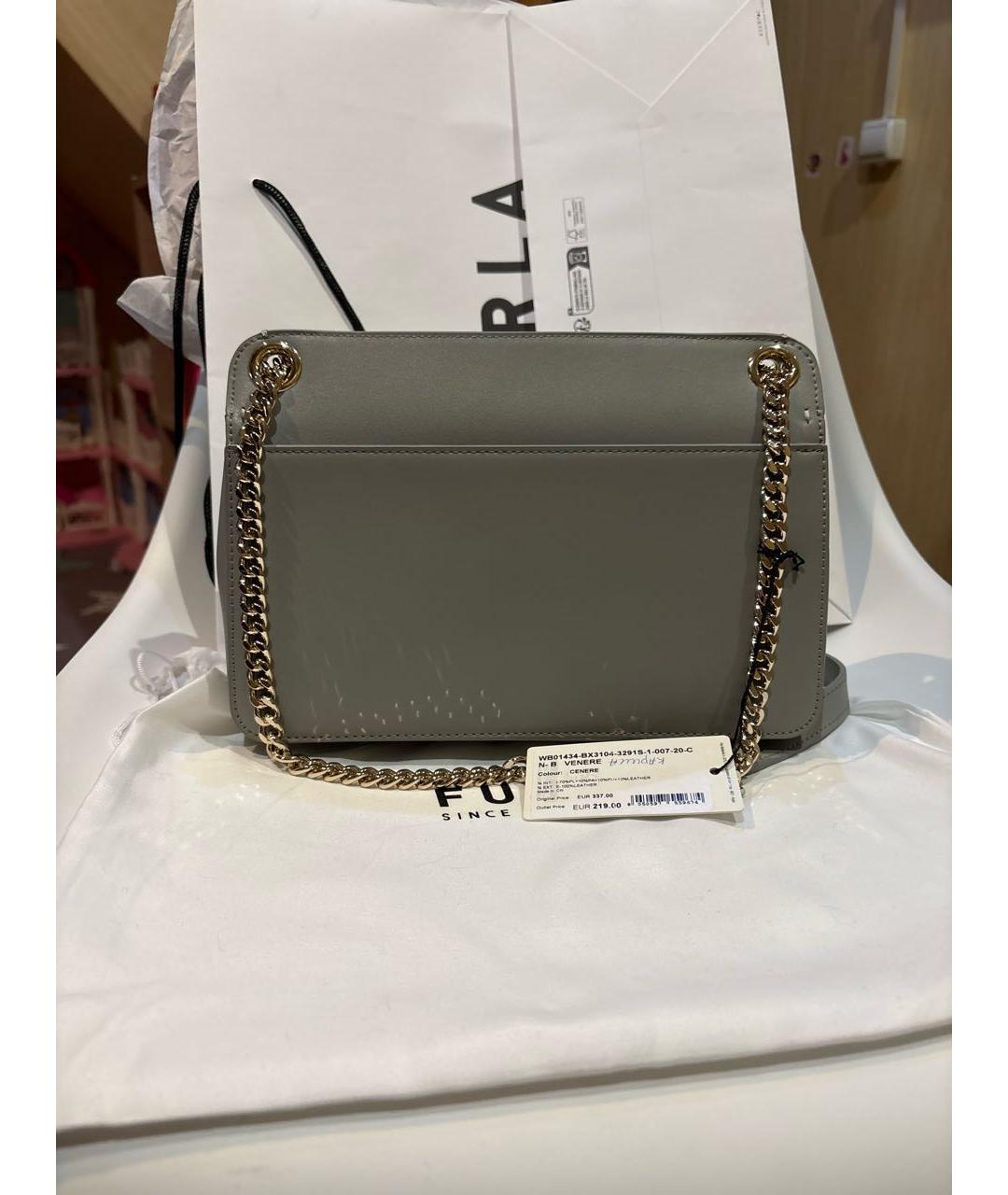 FURLA Антрацитовая кожаная сумка через плечо, фото 3