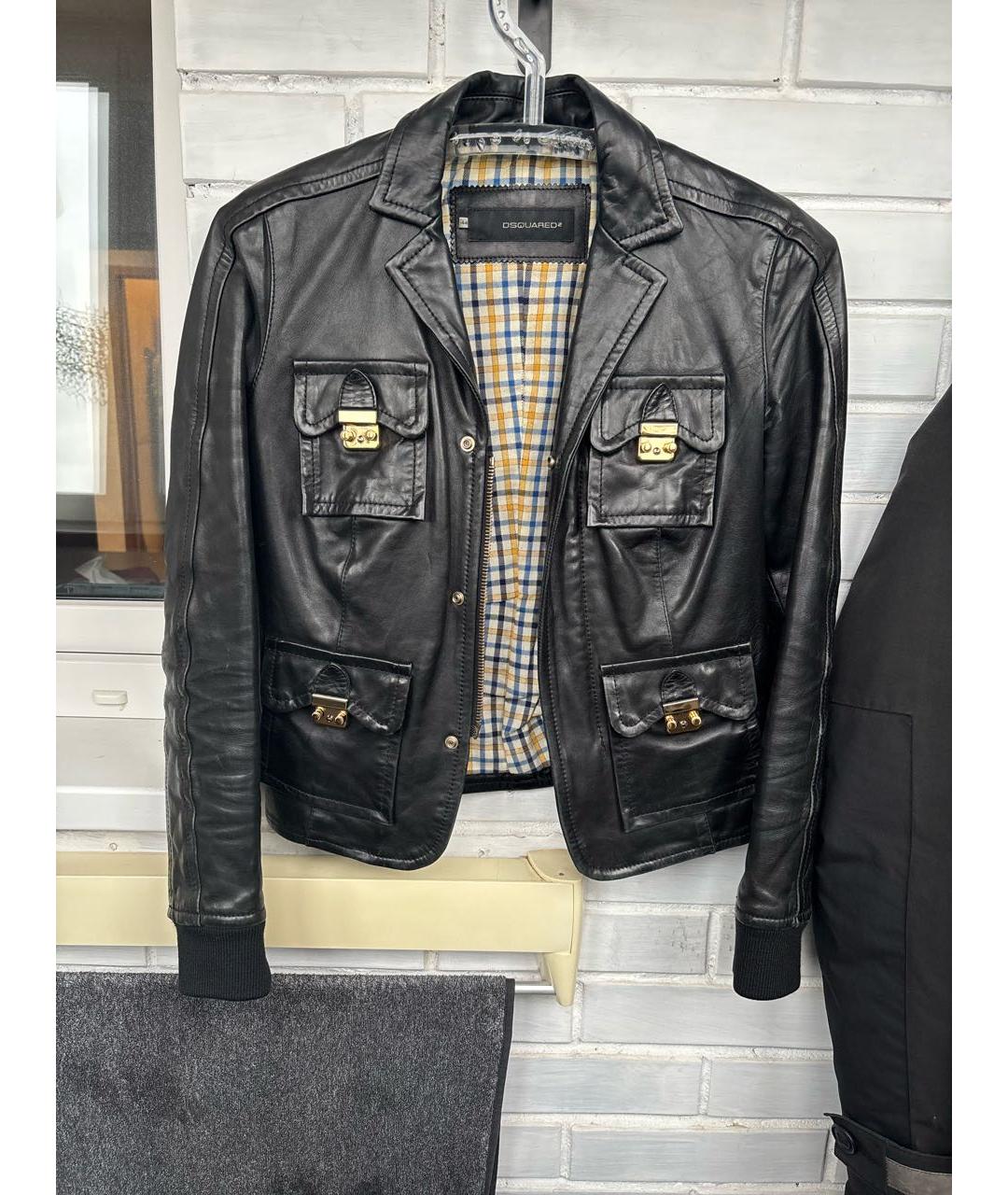 DSQUARED2 Черная кожаная куртка, фото 9