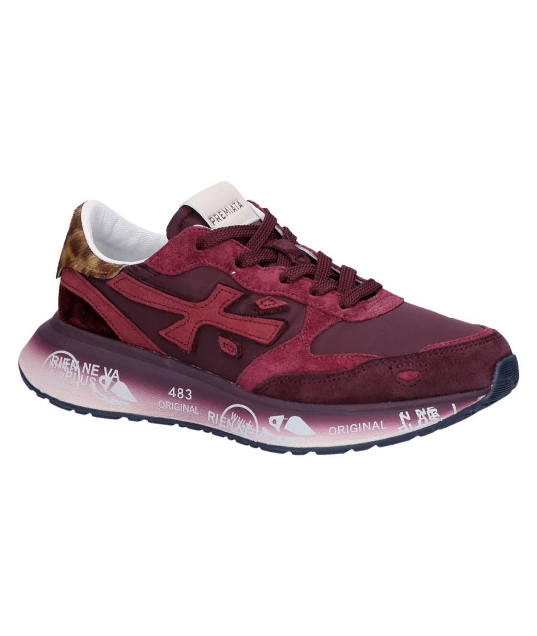 PREMIATA Бордовые кожаные кроссовки, фото 2