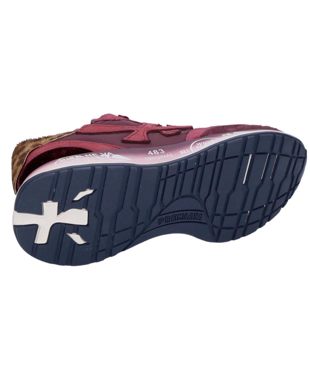 PREMIATA Бордовые кожаные кроссовки, фото 4