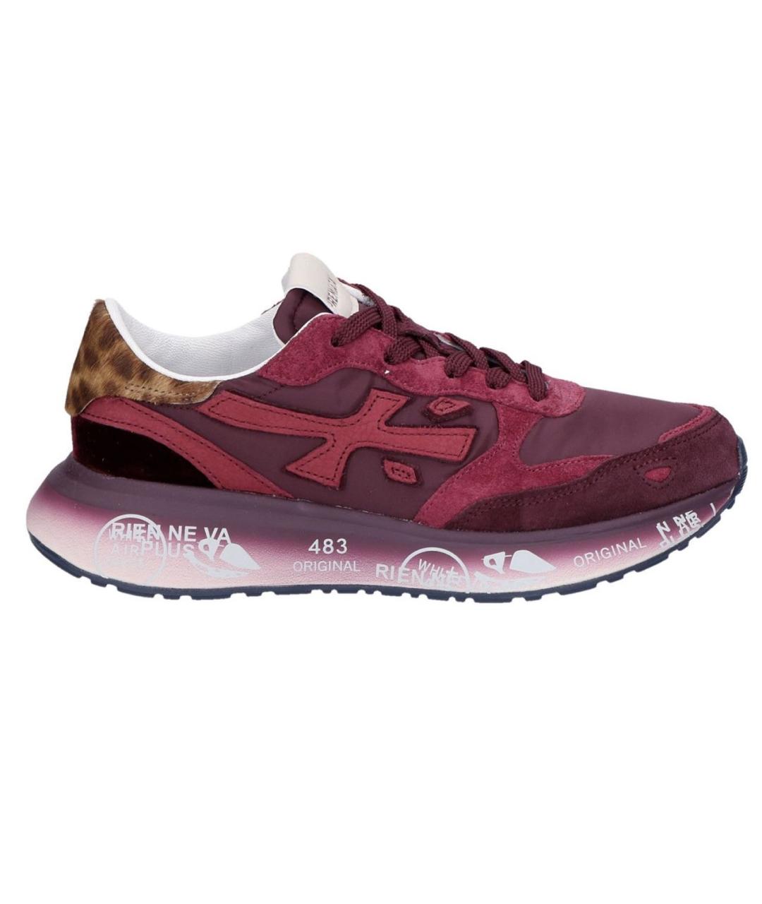 PREMIATA Бордовые кожаные кроссовки, фото 1