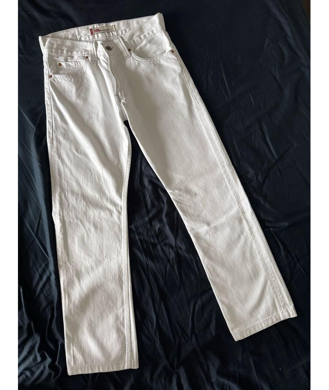 LEVI'S Белые хлопковые прямые джинсы, фото 5