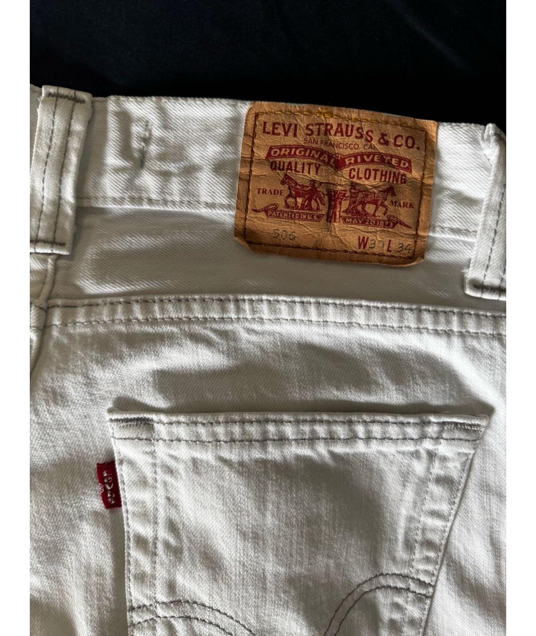 LEVI'S Белые хлопковые прямые джинсы, фото 4