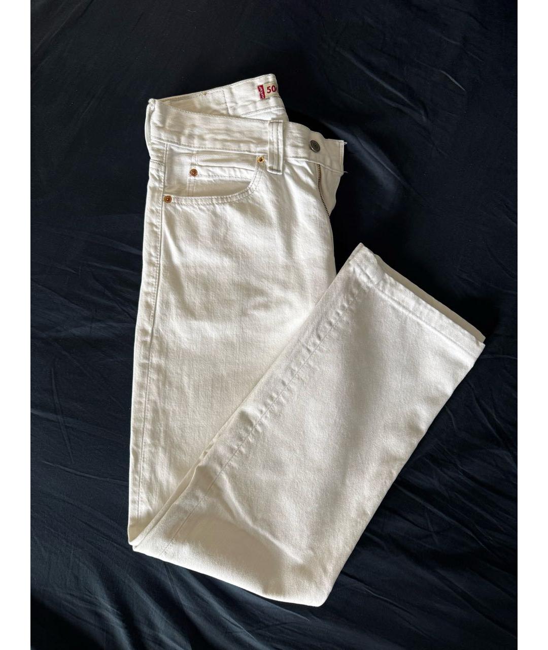 LEVI'S Белые хлопковые прямые джинсы, фото 3