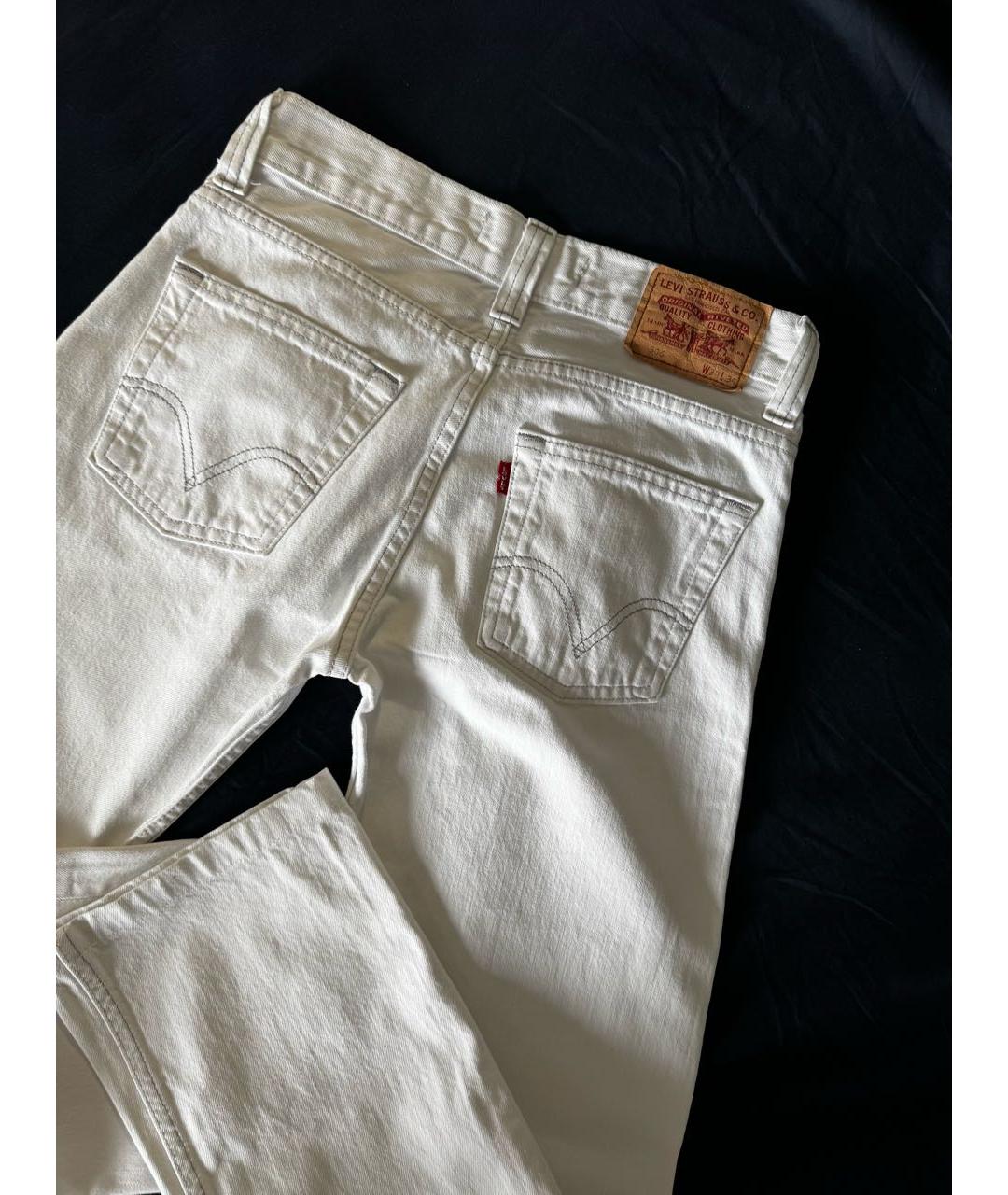 LEVI'S Белые хлопковые прямые джинсы, фото 2