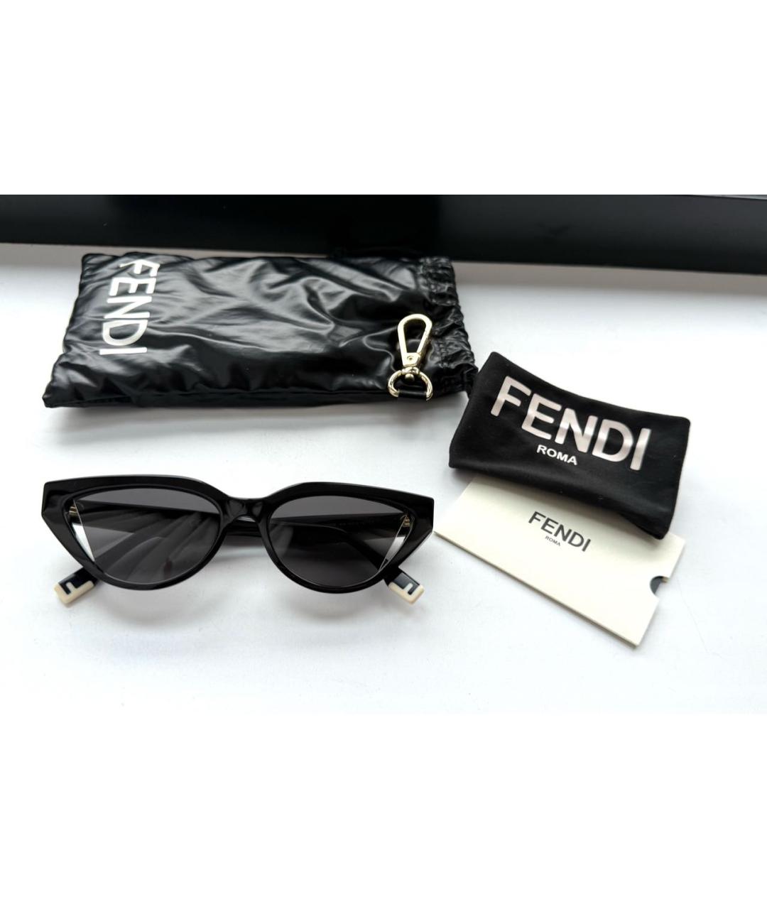 FENDI Черные пластиковые солнцезащитные очки, фото 4