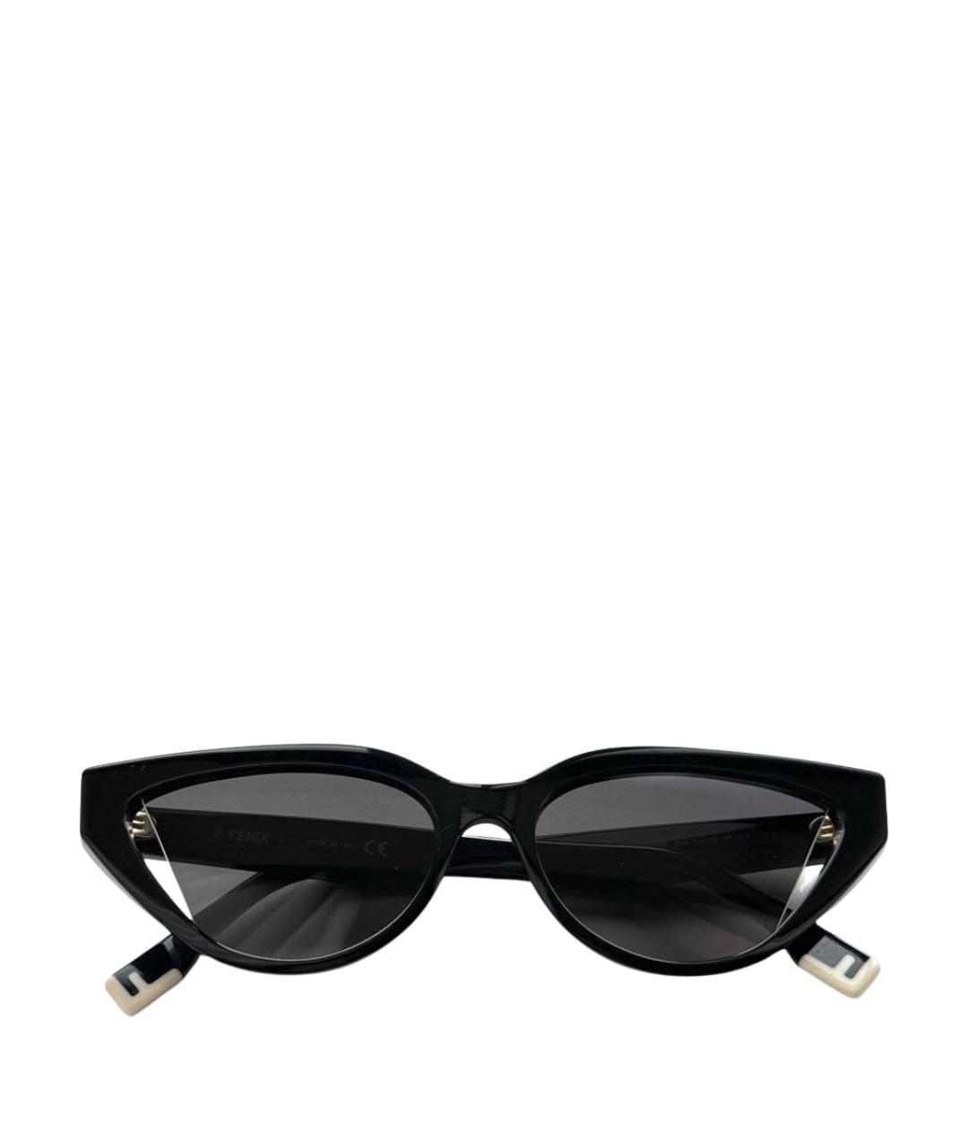 FENDI Черные пластиковые солнцезащитные очки, фото 1