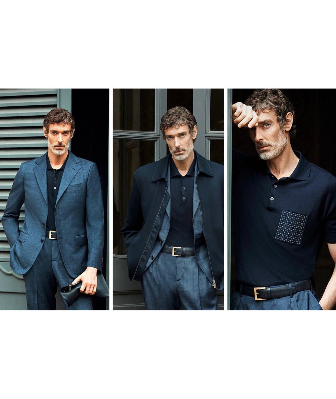 ZILLI Темно-синий кожаный ремень, фото 5