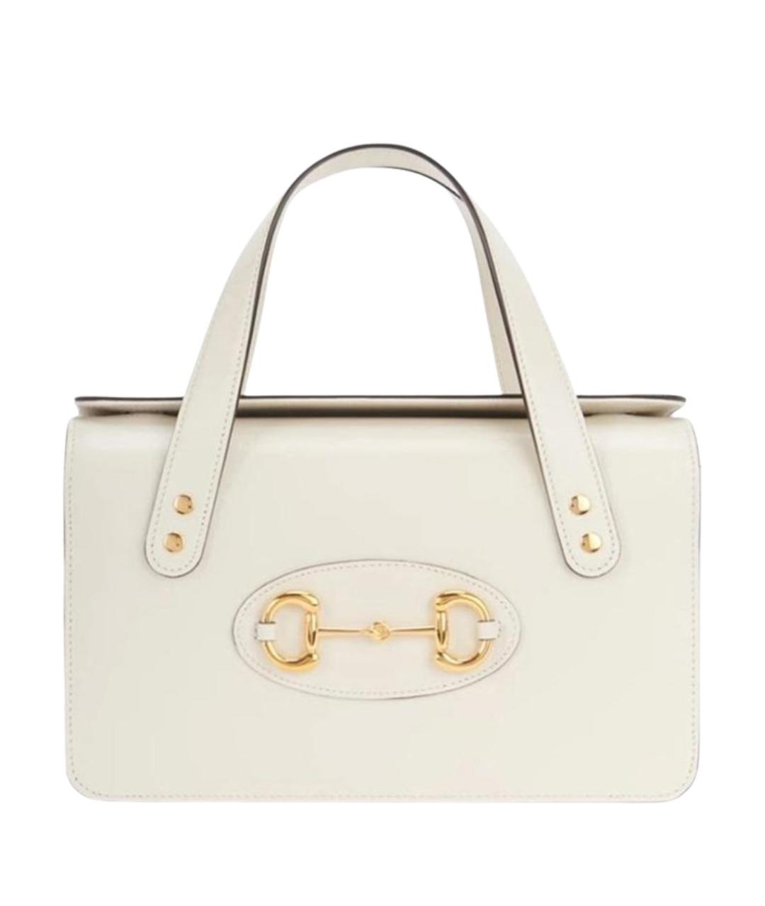 GUCCI Белая кожаная сумка с короткими ручками, фото 1