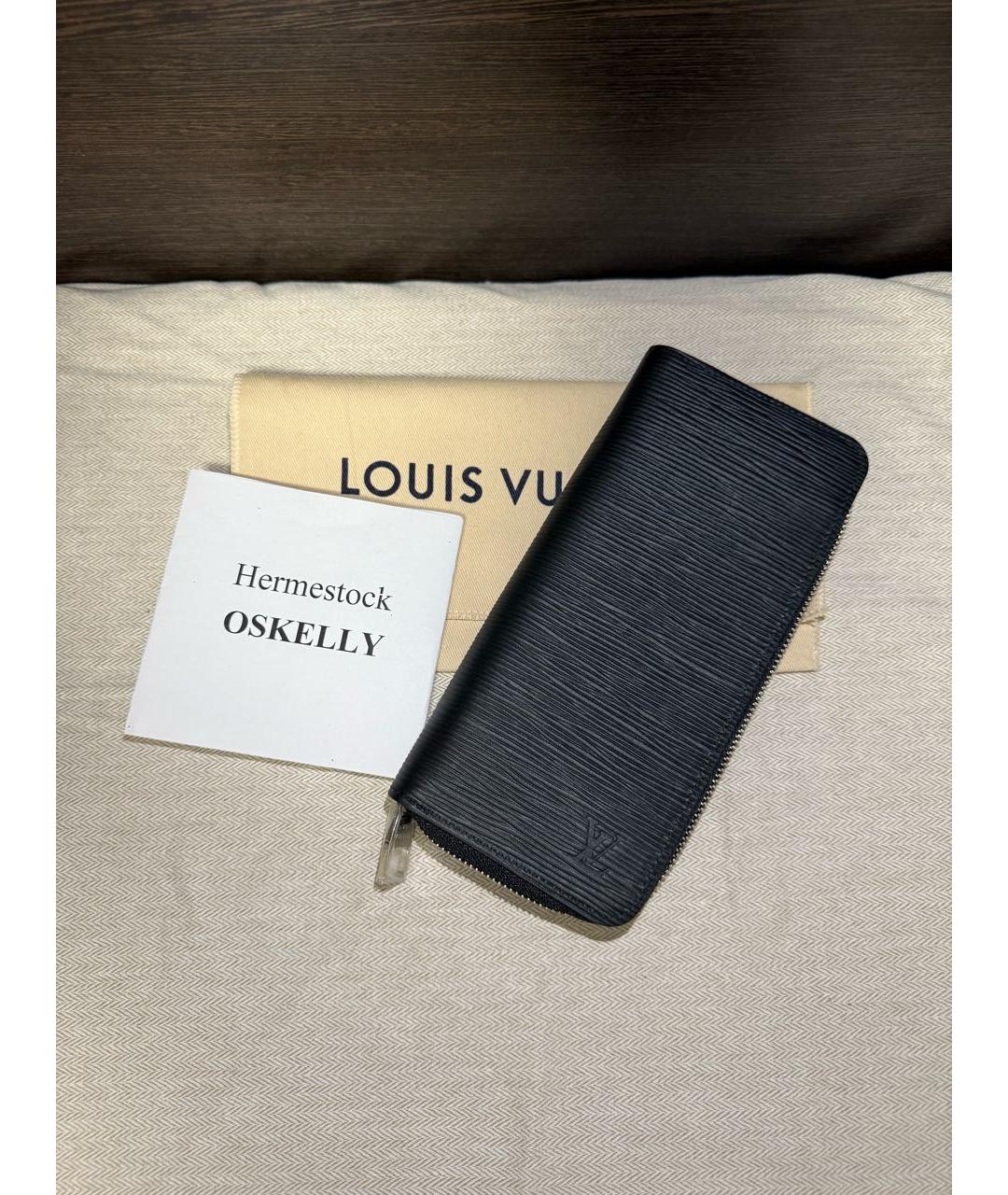 LOUIS VUITTON Черный кожаный кошелек, фото 2