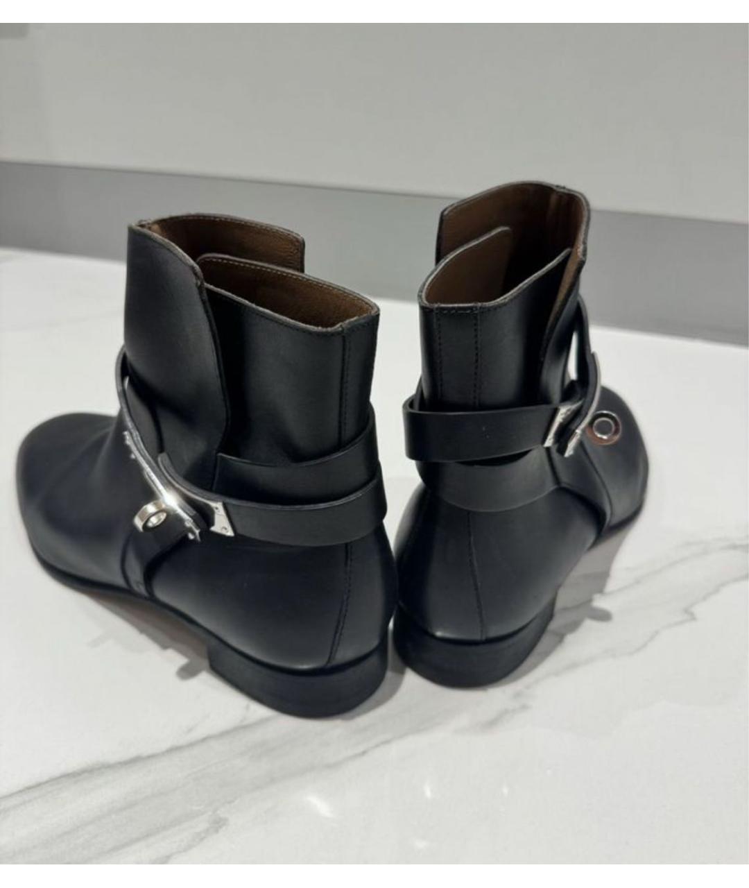HERMES Черные кожаные полусапоги, фото 2