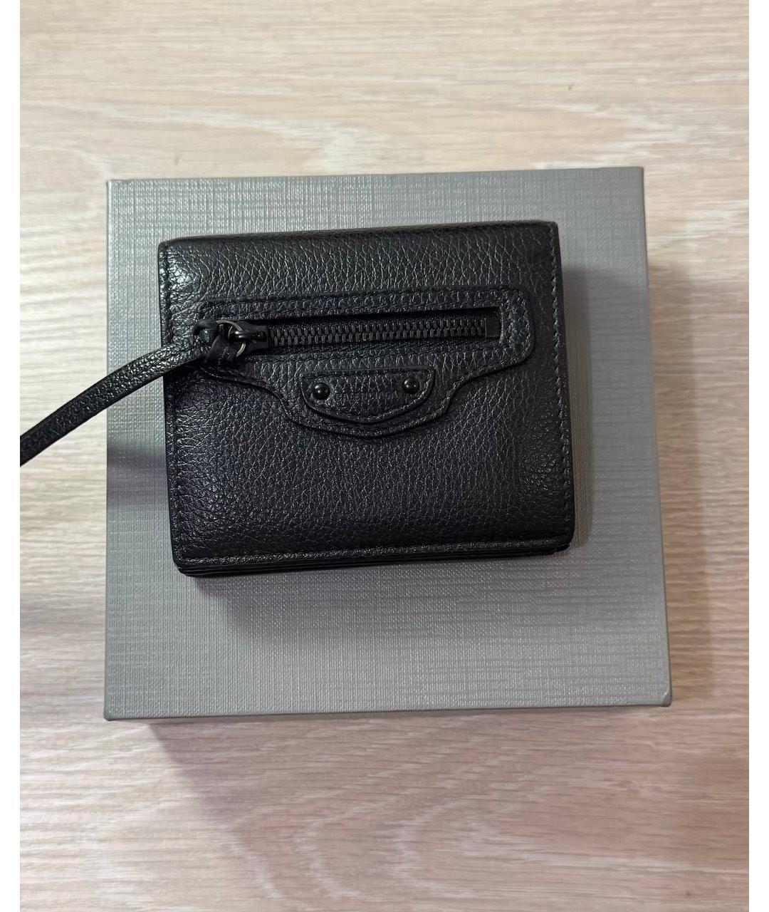BALENCIAGA Черный кожаный кошелек, фото 4