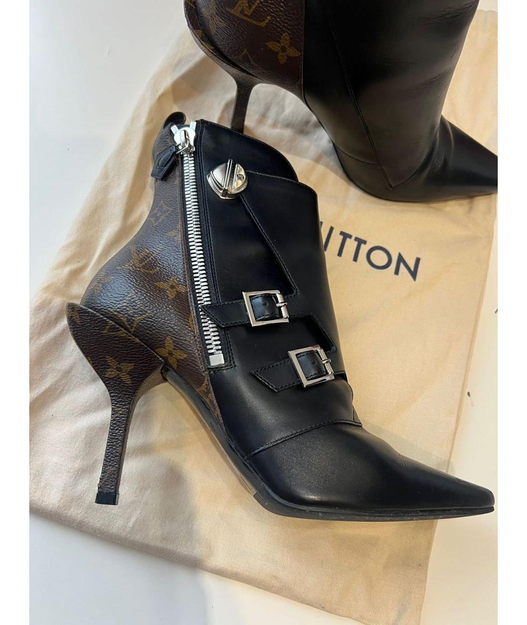 LOUIS VUITTON Черные кожаные ботильоны, фото 5