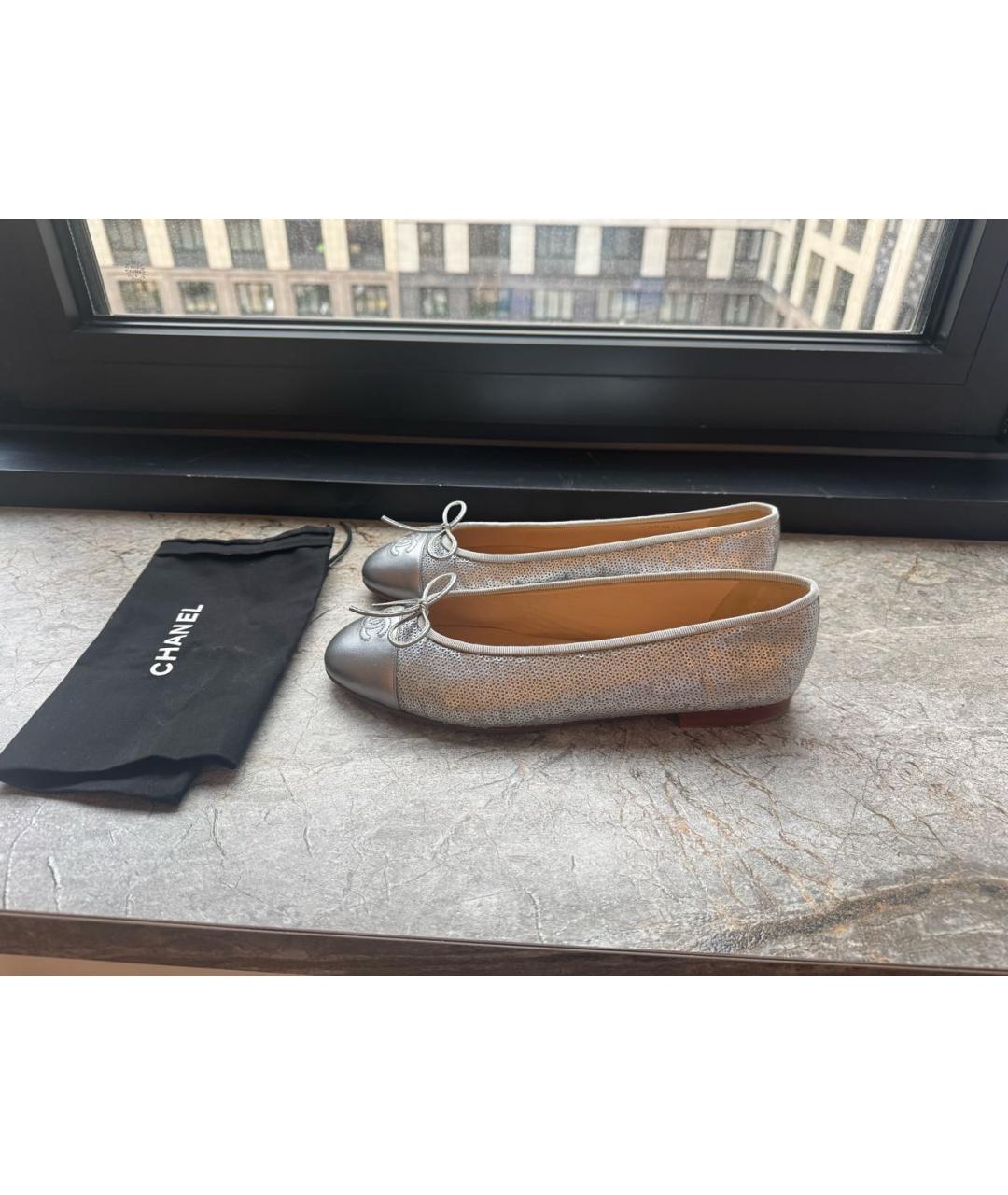 CHANEL Серебряные балетки, фото 6