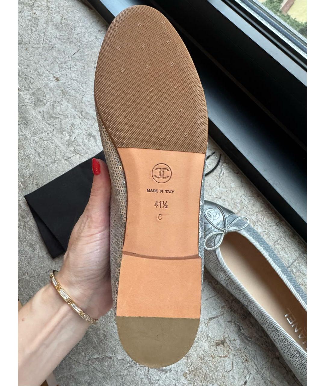 CHANEL Серебряные балетки, фото 5