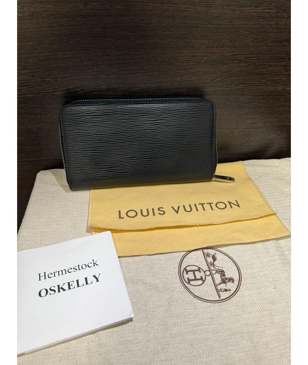 LOUIS VUITTON Черный кожаный кошелек, фото 3