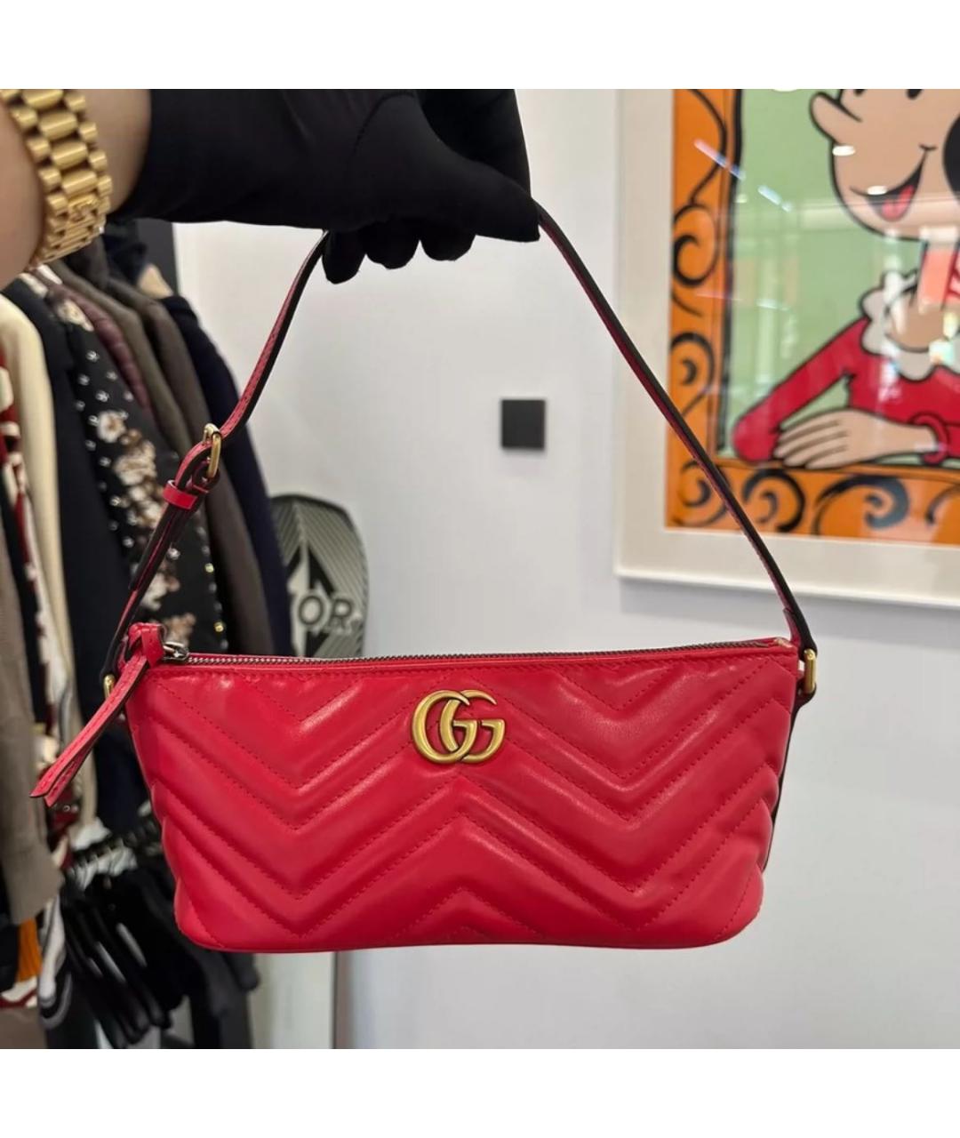 GUCCI Красная кожаная сумка с короткими ручками, фото 3