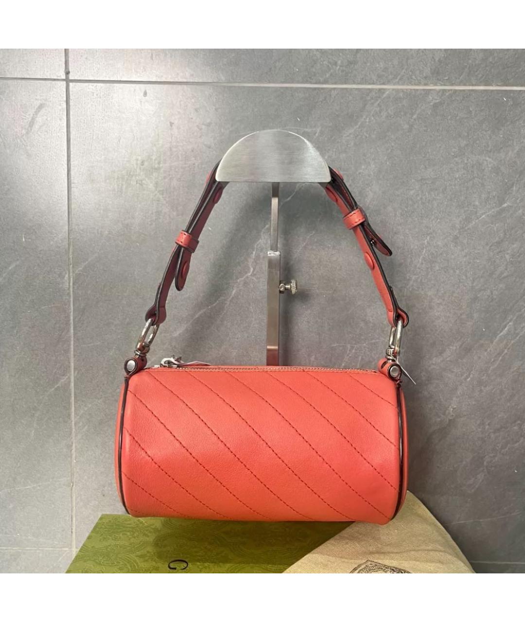 GUCCI Коралловая кожаная сумка с короткими ручками, фото 3