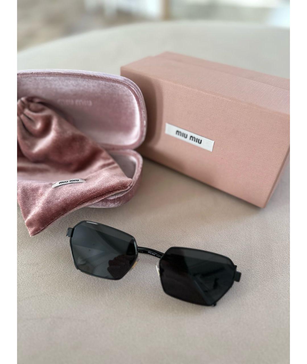 MIU MIU Черные металлические солнцезащитные очки, фото 2