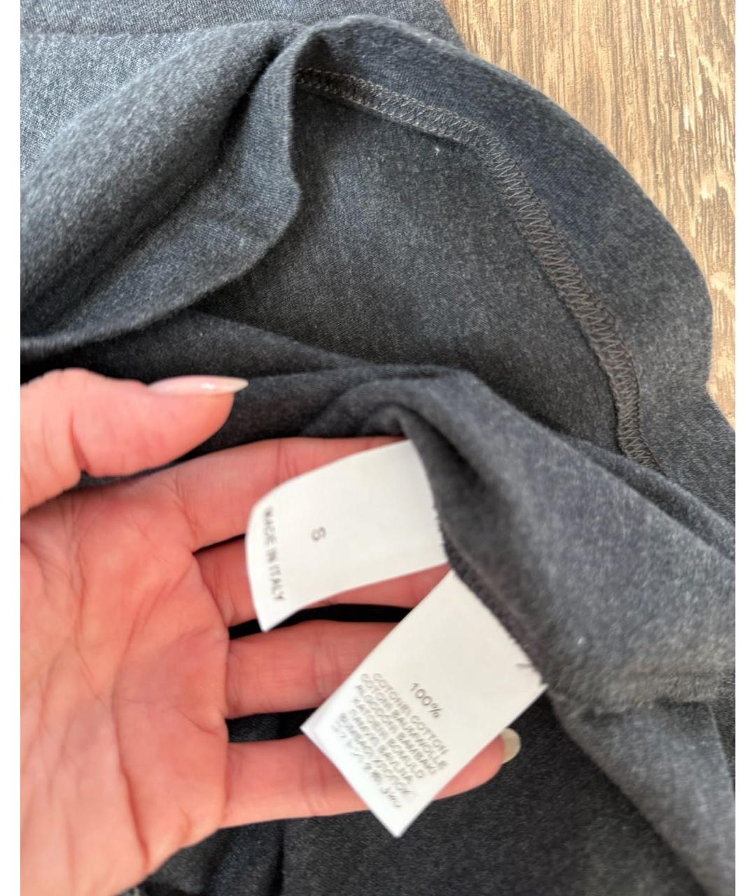 BRUNELLO CUCINELLI Антрацитовая хлопковая футболка, фото 4