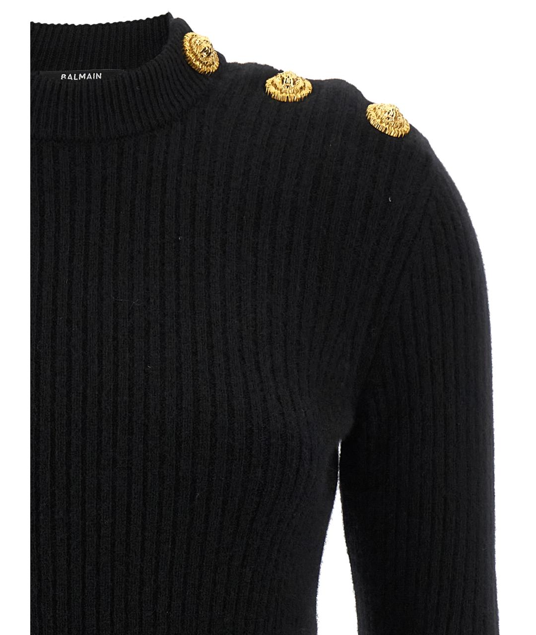 BALMAIN Черный кашемировый джемпер / свитер, фото 2