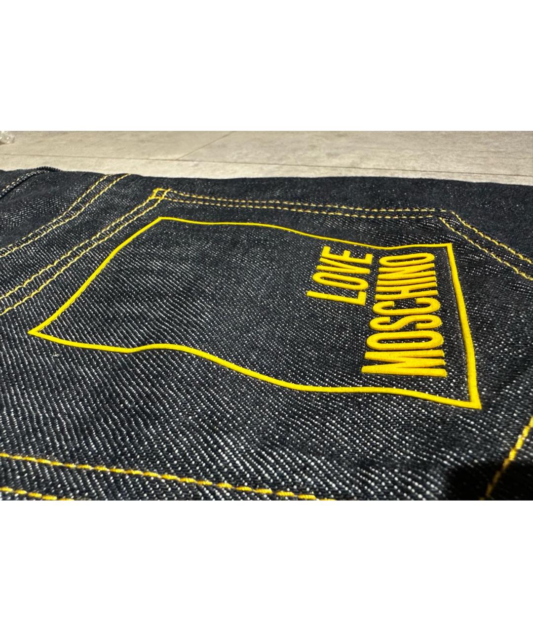 LOVE MOSCHINO Темно-синие хлопковые прямые джинсы, фото 5