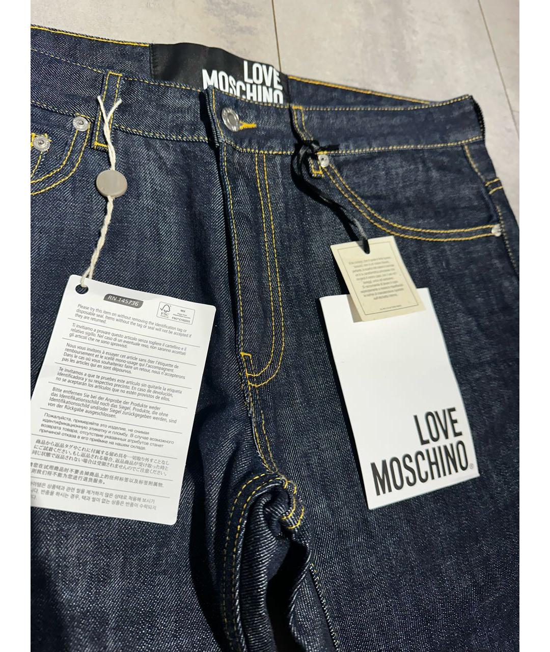 LOVE MOSCHINO Темно-синие хлопковые прямые джинсы, фото 3