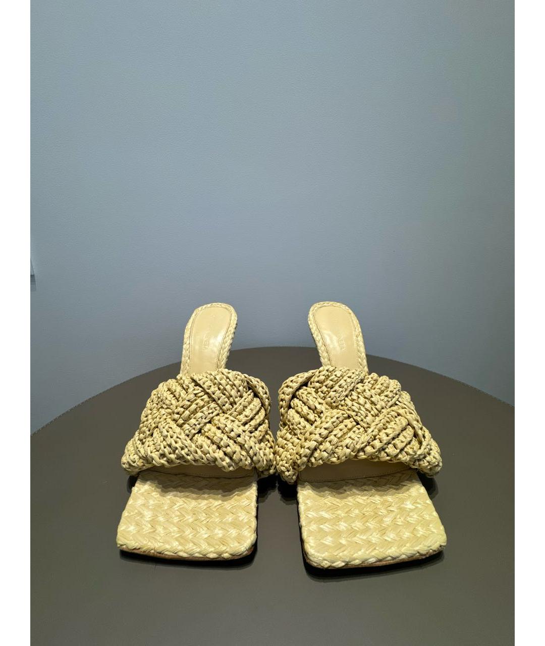 BOTTEGA VENETA Бежевые кожаные мюли, фото 2