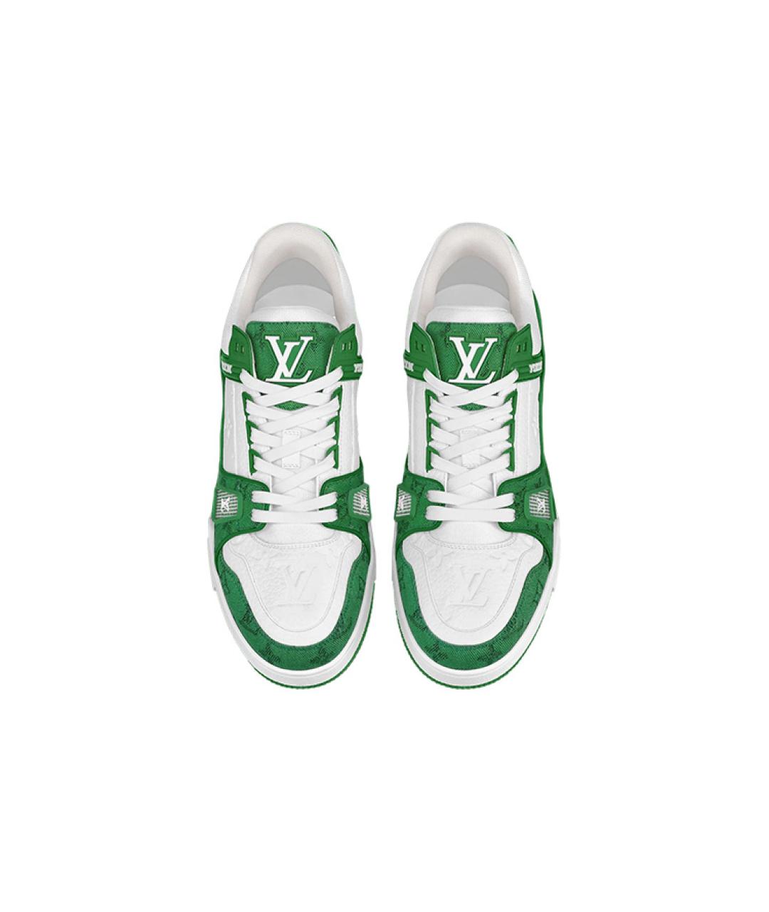 LOUIS VUITTON Зеленые кожаные низкие кроссовки / кеды, фото 3