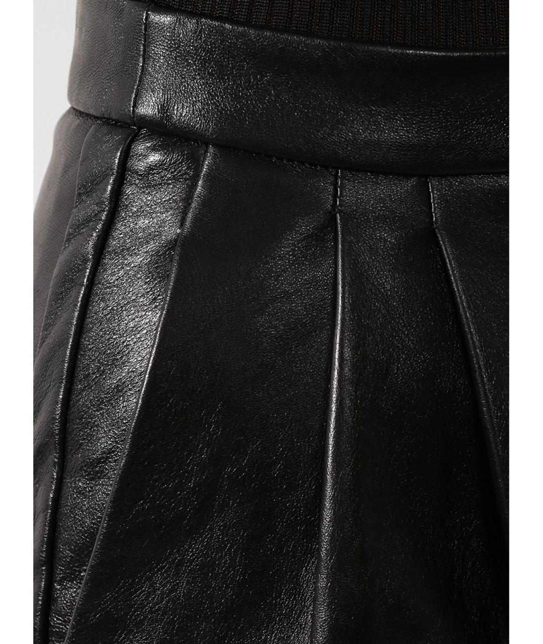 SAINT LAURENT Черные кожаные прямые брюки, фото 3