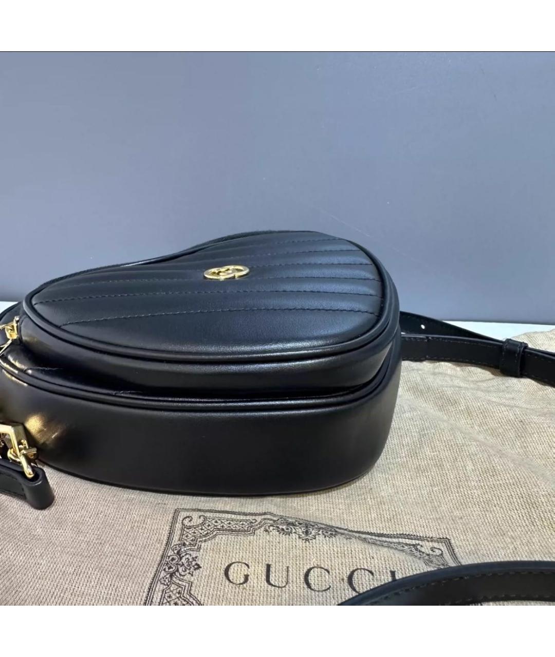 GUCCI Черная кожаная сумка через плечо, фото 5