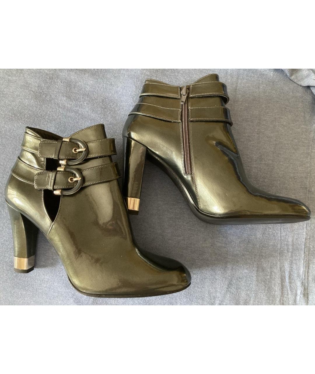 STUART WEITZMAN Хаки ботильоны из лакированной кожи, фото 9