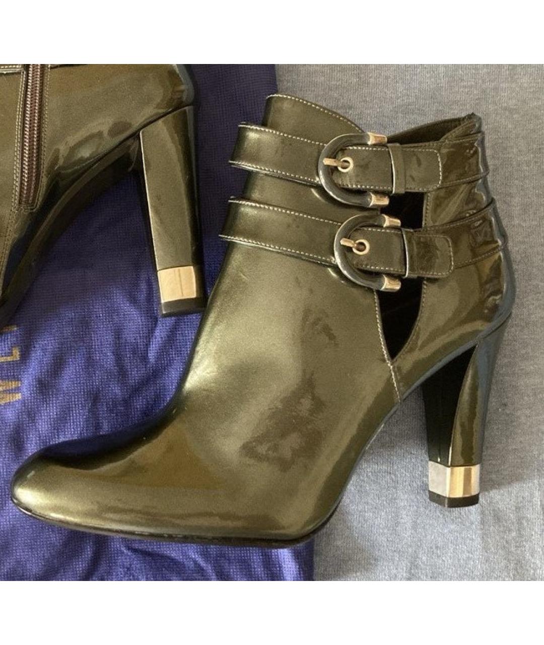 STUART WEITZMAN Хаки ботильоны из лакированной кожи, фото 6
