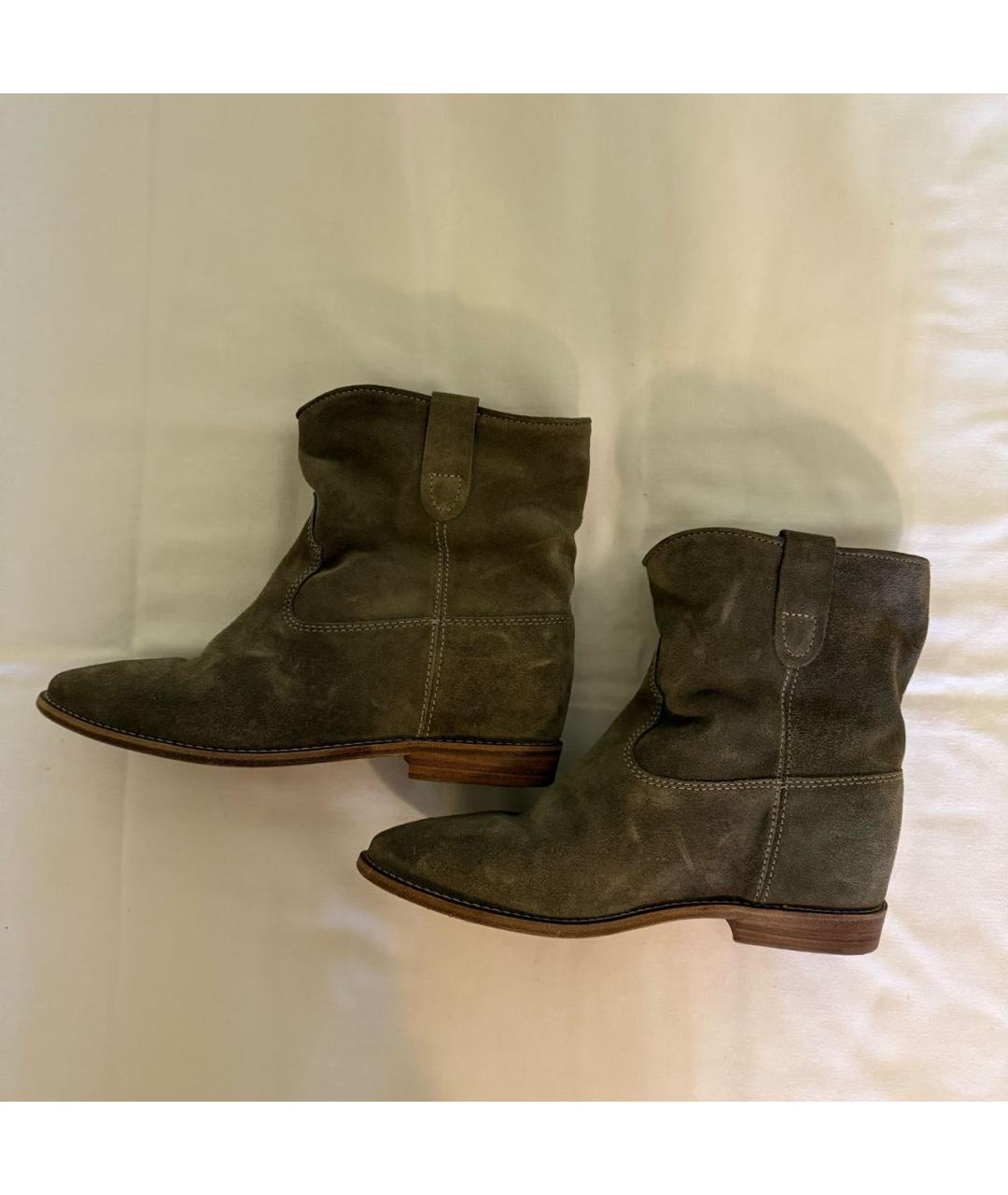 ISABEL MARANT Хаки замшевые полусапоги, фото 6