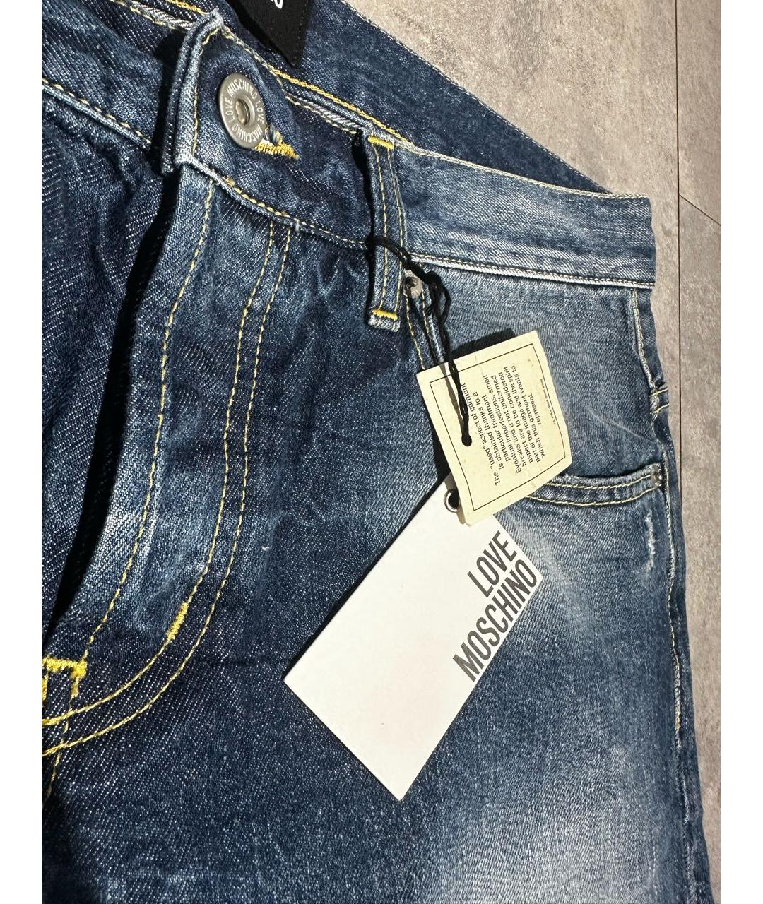 LOVE MOSCHINO Синие хлопковые прямые джинсы, фото 3