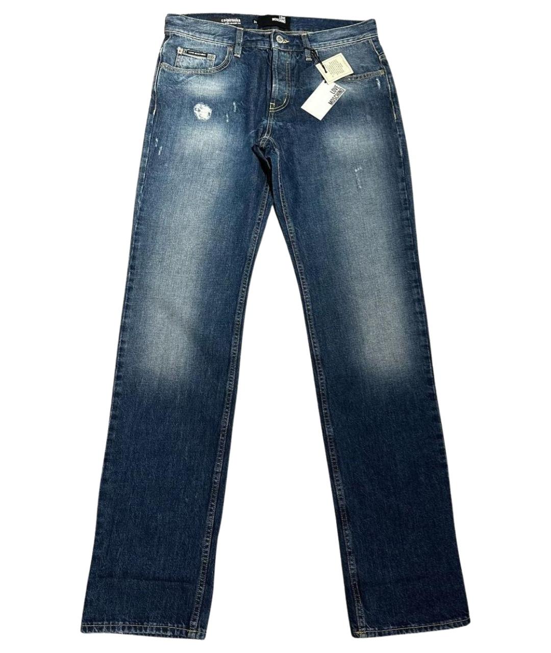 LOVE MOSCHINO Синие хлопковые прямые джинсы, фото 1