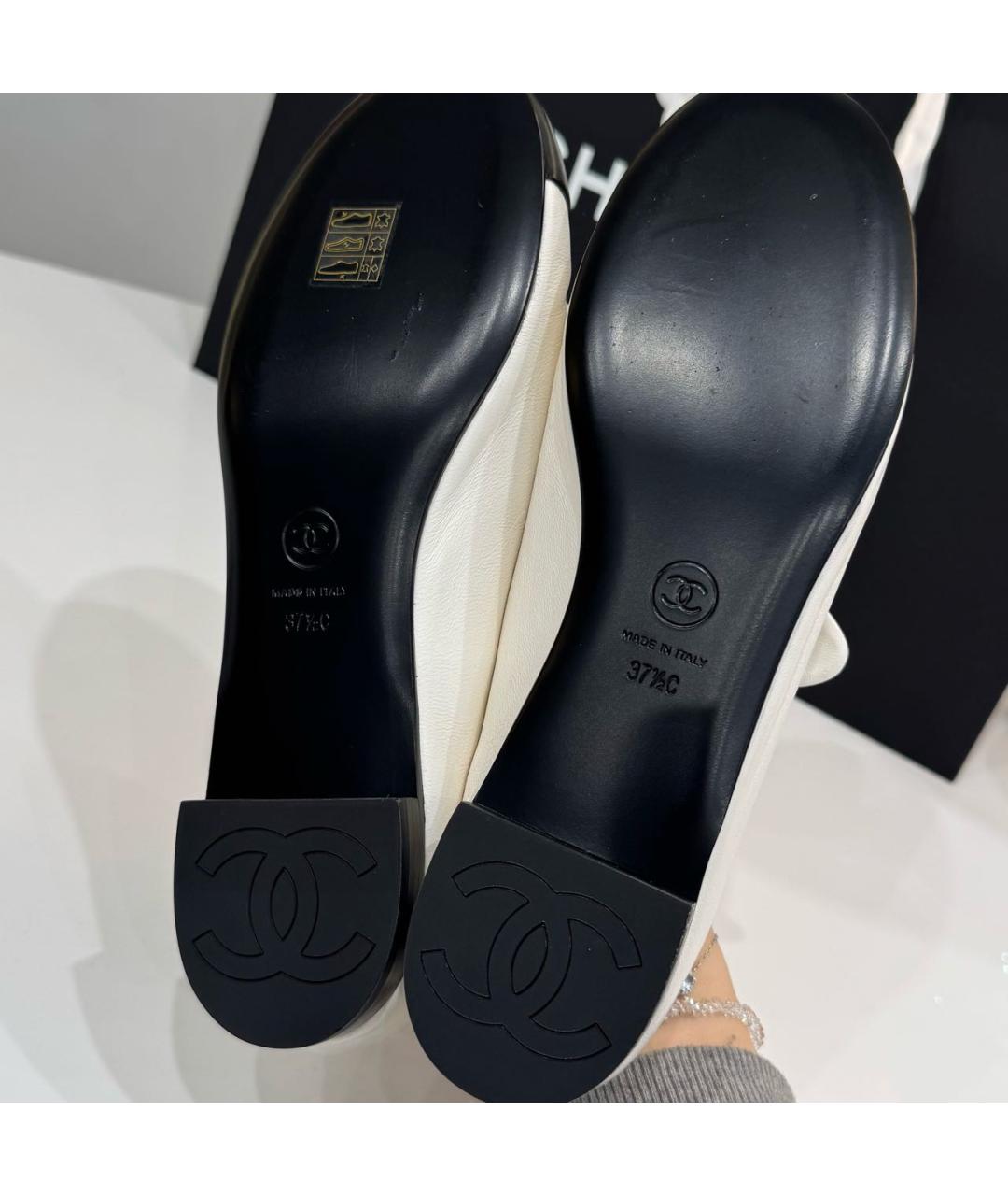 CHANEL Белые кожаные балетки, фото 7