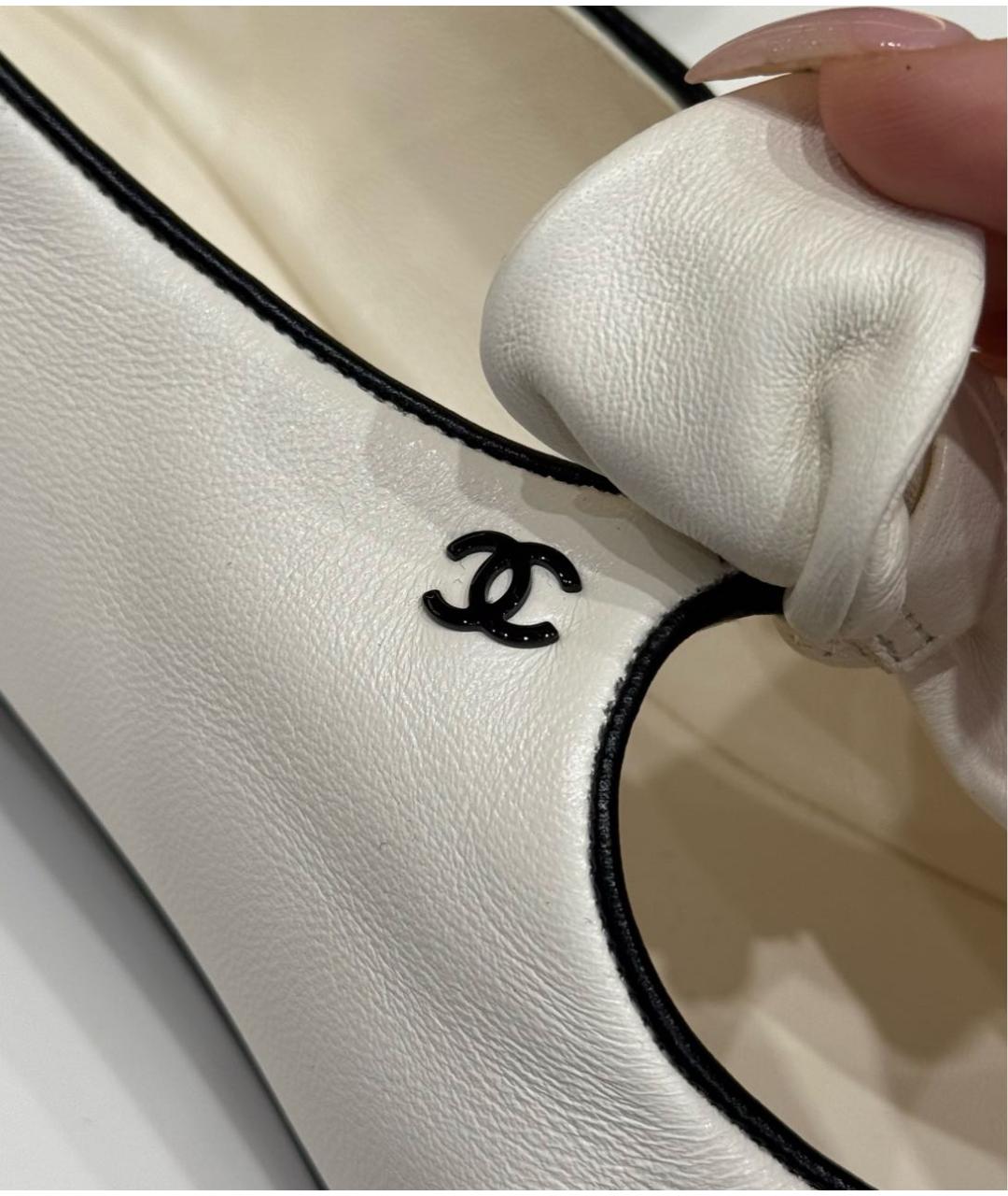 CHANEL Белые кожаные балетки, фото 5
