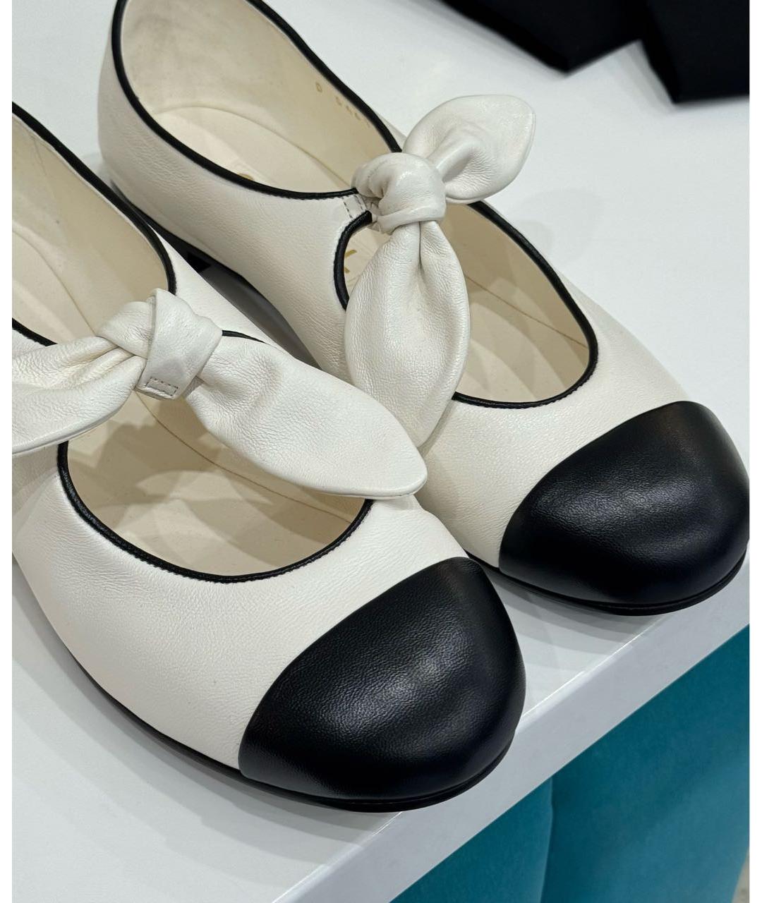 CHANEL Белые кожаные балетки, фото 6