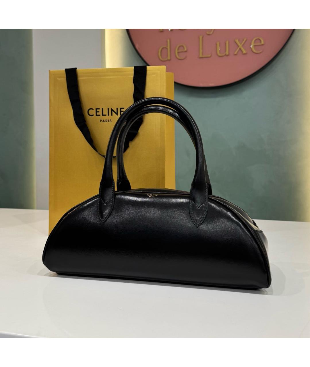 CELINE Черная сумка с короткими ручками из лакированной кожи, фото 8