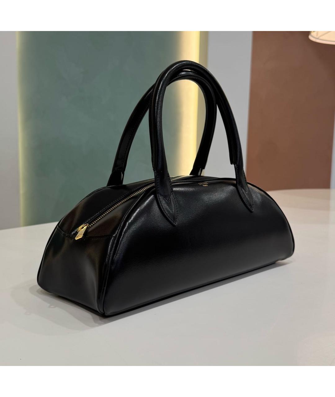 CELINE Черная сумка с короткими ручками из лакированной кожи, фото 2