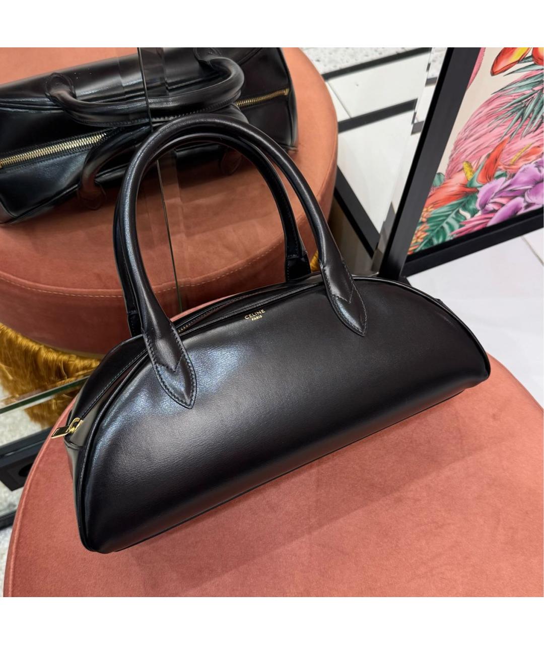 CELINE Черная сумка с короткими ручками из лакированной кожи, фото 6