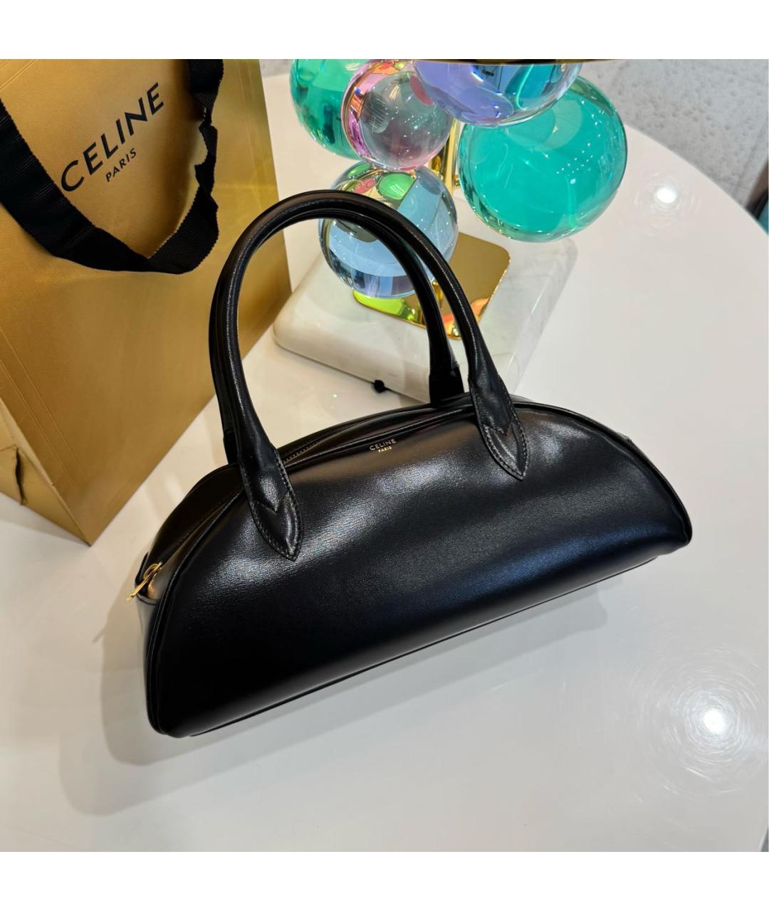 CELINE Черная сумка с короткими ручками из лакированной кожи, фото 7