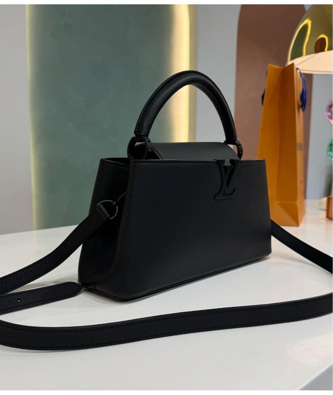 LOUIS VUITTON Черная кожаная сумка с короткими ручками, фото 2