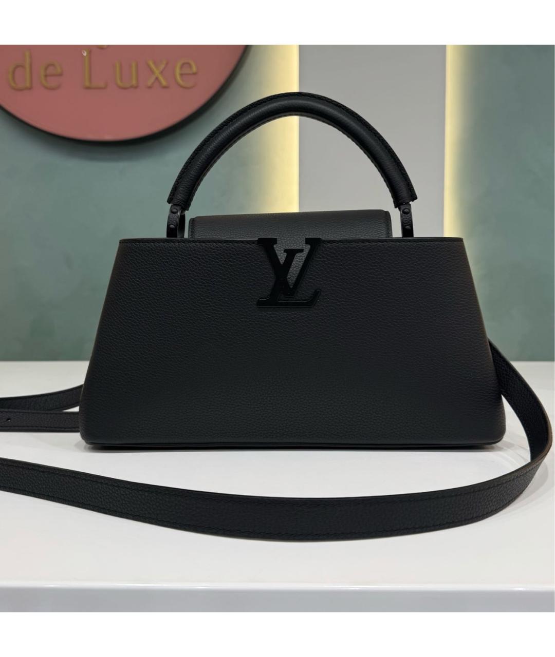 LOUIS VUITTON Черная кожаная сумка с короткими ручками, фото 7