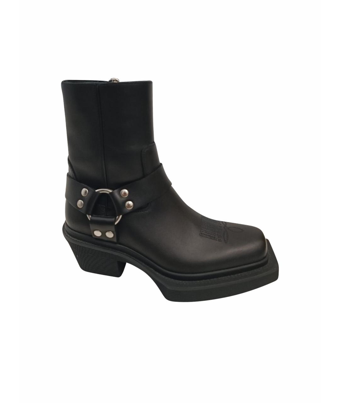 VETEMENTS Черные кожаные полусапоги, фото 1