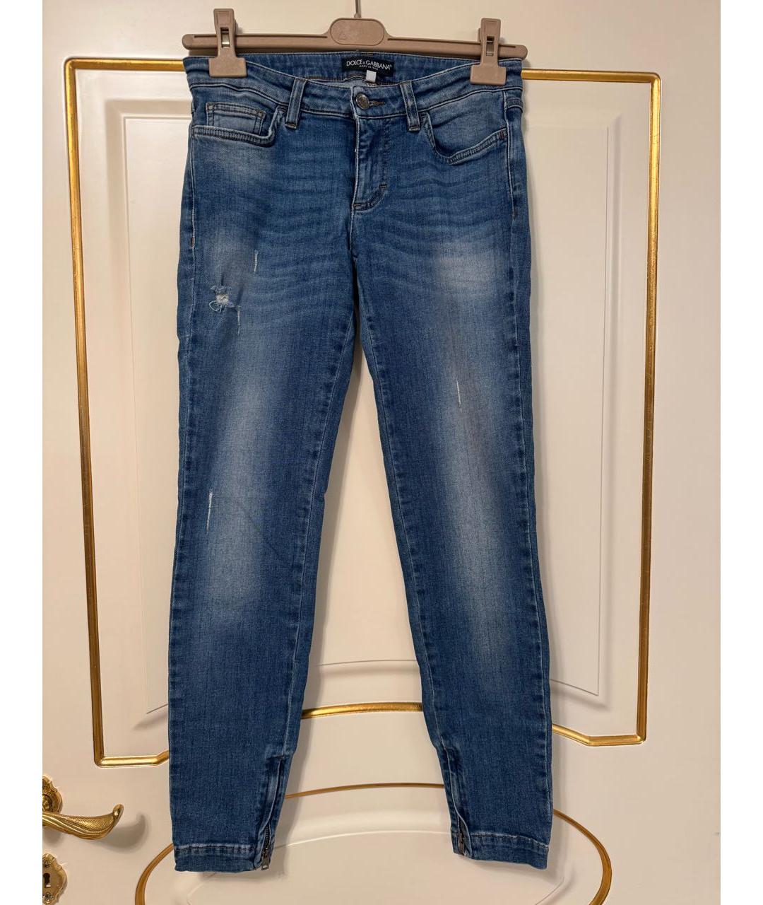 DOLCE&GABBANA Синие хлопковые прямые джинсы, фото 6