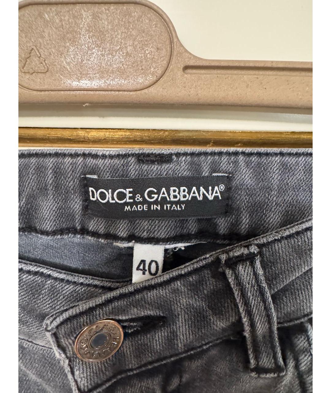 DOLCE&GABBANA Серые хлопковые джинсы слим, фото 2