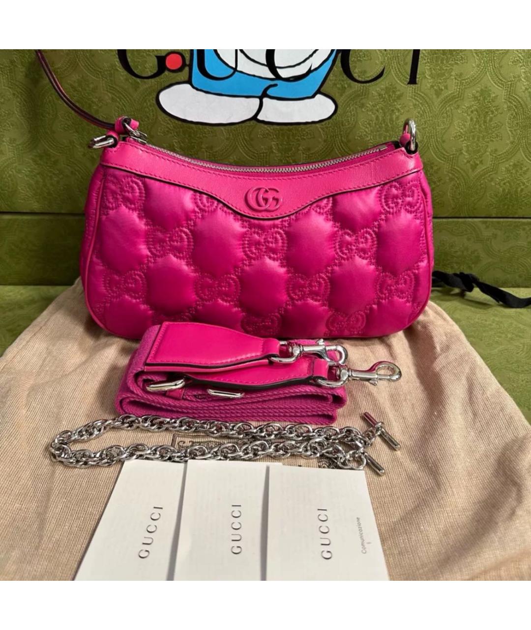 GUCCI Фуксия кожаная сумка с короткими ручками, фото 2